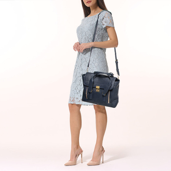3.1 PHILLIP LIM Blue Leather Pashli Medium Satchel - Picture 2 of 8
